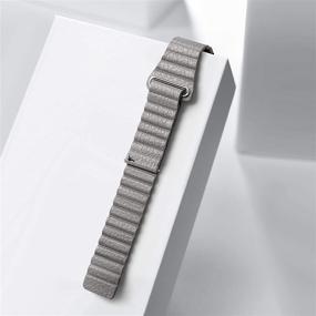 img 2 attached to 🔗 Adjustable Leather Band with Magnetic Replacement - Gray - Fitbit Versa/Versa 2/Versa Lite Bands for Women & Men - Accessories Strap