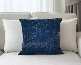 img 2 attached to 🌌 Moslion Star Map Throw Pillow Cover - City Light Constellation in Night Sky - Cotton Linen Decorative Pillow Case 18 x 18 Inch - Standard Square Cushion Cover for Sofa, Bedroom - Ideal for Men and Women