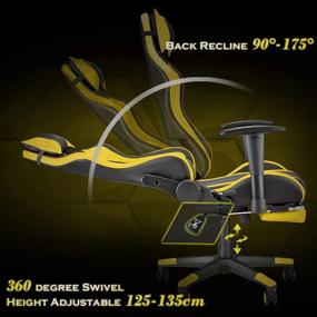 img 2 attached to Ergonomic Gaming Chair with Footrest - Racing Gamer Chair, Racer Style Computer Chair with Adjustable Headrest and Lumbar Pillow in Black/Yellow