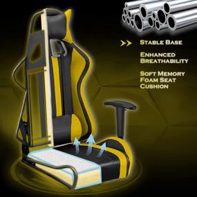 img 1 attached to Ergonomic Gaming Chair with Footrest - Racing Gamer Chair, Racer Style Computer Chair with Adjustable Headrest and Lumbar Pillow in Black/Yellow