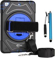 📱 cellular360 shockproof case for ipad mini: car headrest mount, 360 rotation kickstand, adjustable handle & shoulder strap (black/blue) logo