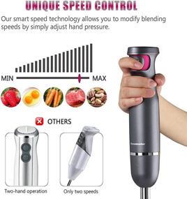 img 3 attached to 🔪 Homeleader 500W Hand Blender: Powerful Immersion Blender Handheld with Smart Pressure Speed Control - Ideal for Smoothies, Baby Food & Soup, Gray