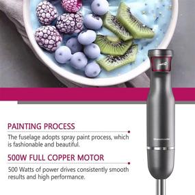 img 1 attached to 🔪 Homeleader 500W Hand Blender: Powerful Immersion Blender Handheld with Smart Pressure Speed Control - Ideal for Smoothies, Baby Food & Soup, Gray