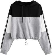 👚 sweatyrocks women's colorblock long sleeve pullover crop top: stylish casual sweatshirt for all-day comfort logo