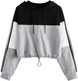 img 1 attached to 👚 SweatyRocks Women's ColorBlock Long Sleeve Pullover Crop Top: Stylish Casual Sweatshirt for all-day Comfort