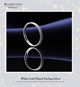 img 1 attached to Raneecoco 2mm 18K White Gold Plated 925 Sterling 💍 Silver CZ Eternity Band Wedding Stackable Rings for Women, Size 3-14