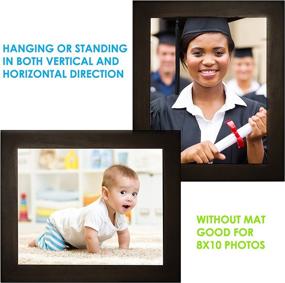 img 2 attached to 🖼️ 8x10 Picture Frame Black with Mat (2 Pack) - Premium Solid Wood, Glass Wall Frame for Photos, Posters, Certificates, and more - Ideal for Collage, Diploma, and 8 by 10 Inch Images - Standing Table Top or Desk Display