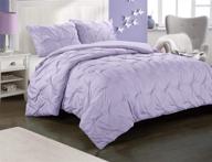 🛏️ heritage club ultra soft sierra comforter set - hypoallergenic, twin xl, purple - all season breathable bedding for kids and teens - 2 piece solid pintuck design - alternative microfiber for boys and girls logo