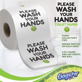 img 1 attached to 🚽 Toilet Paper - 200 Sheets, 3-Ply Bathroom Tissue with Funny 'Please Wash Your Hands' Design - Useful Gag Tissue Roll