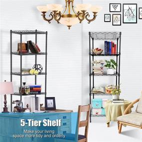 img 1 attached to 🗄️ Versatile 5 Tier Wire Shelving: Adjustable Height Metal Shelves for Kitchen, Living Room, Bathroom, and Garage Storage - Chrome Kitchen Shelves Unit