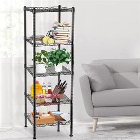 img 4 attached to 🗄️ Versatile 5 Tier Wire Shelving: Adjustable Height Metal Shelves for Kitchen, Living Room, Bathroom, and Garage Storage - Chrome Kitchen Shelves Unit