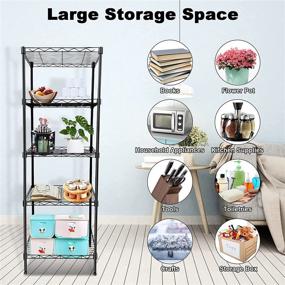 img 3 attached to 🗄️ Versatile 5 Tier Wire Shelving: Adjustable Height Metal Shelves for Kitchen, Living Room, Bathroom, and Garage Storage - Chrome Kitchen Shelves Unit