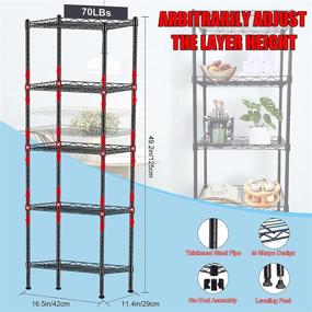 img 2 attached to 🗄️ Versatile 5 Tier Wire Shelving: Adjustable Height Metal Shelves for Kitchen, Living Room, Bathroom, and Garage Storage - Chrome Kitchen Shelves Unit