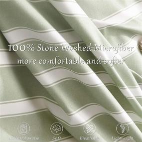 img 1 attached to 🛏️ M&M Eagle 3-Piece Green Stripe Duvet Cover Set: Zipper Closure, Luxury Microfiber Fabric, Queen Size - Hotel Quality Bedding (1 Duvet Cover, 2 Pillowcases)
