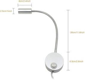 img 2 attached to WeFoonLo 3W Wall Mounted Reading Light: Flexible Gooseneck LED Sconce Lamp for Bedroom, Office, Workbench, Studio - Silver Cool