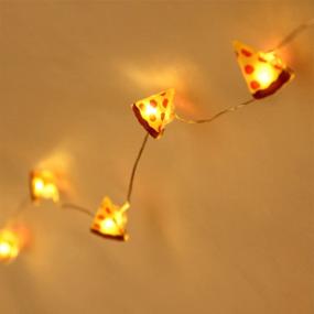 img 4 attached to 🍕 MUMENG LED Pizza Shape String Light - 20 Warm White LEDs on Silver Wire, Battery Powered Indoor Fairy Lights for Home, Business Decor, Restaurant, Dining Room