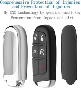 img 3 attached to 🔑 Silver Soft TPU Protection Key Case with Leather Keychain - Compatible with Jeep Grand Cherokee, Renegade, Chrysler 200, 300, Dodge RAM, Durango, Challenger, Journey, Dart, Fiat, Smart Key - Jeep Key Fob Cover