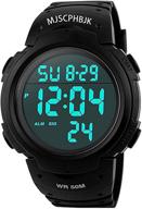 🕒 mjscphbjk men's digital sports watch - waterproof led screen, large face military watch with alarm, stopwatch, luminous night light - heavy duty electronic simple army timepiece логотип