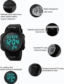 img 1 attached to 🕒 MJSCPHBJK Men's Digital Sports Watch - Waterproof LED Screen, Large Face Military Watch with Alarm, Stopwatch, Luminous Night Light - Heavy Duty Electronic Simple Army Timepiece