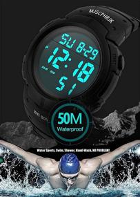 img 3 attached to 🕒 MJSCPHBJK Men's Digital Sports Watch - Waterproof LED Screen, Large Face Military Watch with Alarm, Stopwatch, Luminous Night Light - Heavy Duty Electronic Simple Army Timepiece