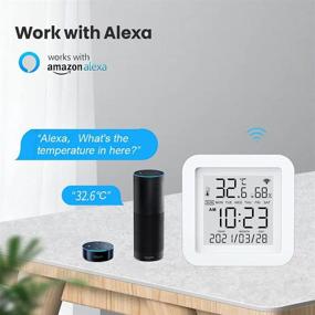 img 1 attached to 🌡️ Smart WiFi Temperature and Humidity Sensor Indoor Hygrometer Thermometer with LCD Display Monitor - Compatible with Alexa and Google Assistant