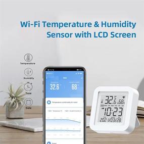 img 2 attached to 🌡️ Умный WiFi температурный и влажностный датчик для помещений с гигрометром и термометром с ЖК-дисплеем - совместимый с Алексой и Гугл Ассистентом.