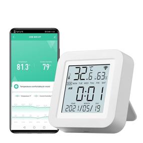 img 4 attached to 🌡️ Smart WiFi Temperature and Humidity Sensor Indoor Hygrometer Thermometer with LCD Display Monitor - Compatible with Alexa and Google Assistant