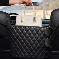 🚗 car seat back organizer - handbag holder with large capacity storage pocket bag - leather barrier between two seats logo
