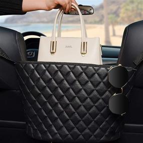 img 4 attached to 🚗 Car Seat Back Organizer - Handbag Holder with Large Capacity Storage Pocket Bag - Leather Barrier Between Two Seats