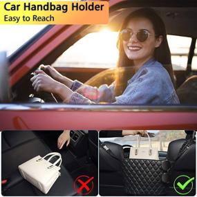 img 3 attached to 🚗 Car Seat Back Organizer - Handbag Holder with Large Capacity Storage Pocket Bag - Leather Barrier Between Two Seats