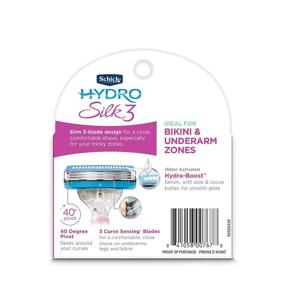 img 3 attached to 💆 Enhance your Shaving Experience with Schick Hydro Silk 3 Razor Blades Refills for Women - 4 Count