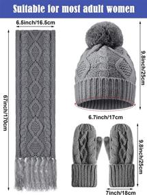 img 3 attached to 3-in-1 Winter Accessories Set: Women's Knitted Beanie Hat, Gloves, Mittens, and Tassel Scarf - Winter Warmth