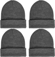 lcztn winter ski beanie hat 4-pack for men & women | warm fisherman cuffed knit cap unisex logo