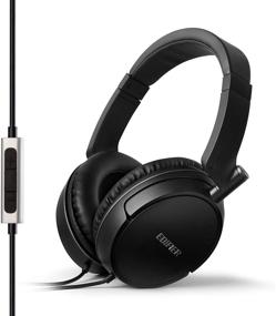img 4 attached to 🎧 Edifier P841 Noise Isolating Over-Ear Headphones with Microphone and Volume Controls - Comfortable & Stylish Black Design