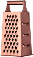 🔪 rose gold large box grater: 4-sided stainless steel food slicer with slip handle, easy to clean - ideal for potato, fruit, cheese, ginger, vegetables, cucumber, carrot logo