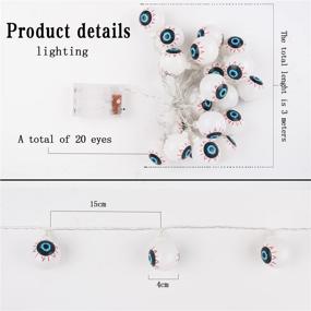 img 3 attached to 👀 Spooky Halloween Eyeball String Lights - 20 LED Battery Operated Green Lights for Indoor/Outdoor Decoration