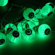 👀 spooky halloween eyeball string lights - 20 led battery operated green lights for indoor/outdoor decoration логотип