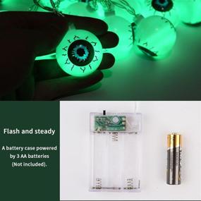 img 2 attached to 👀 Spooky Halloween Eyeball String Lights - 20 LED Battery Operated Green Lights for Indoor/Outdoor Decoration