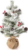 🎄 ipegtop 18 inch artificial snowy tabletop christmas tree: birds, pine cones, red berries, snowflakes, desktop small tree in burlap base logo