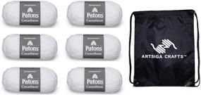 img 2 attached to 🧶 Patons Knitting Yarn Canadiana Solids White 6-Skein Factory Pack + Artsiga Crafts Project Bag