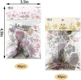 img 3 attached to 🌸 80 PCS PET Transparent Decorative Stickers: Retro Flower Theme Sets for Laptops, Scrapbooking, Diaries, DIY Crafts, Envelopes, Luggage, Card Making