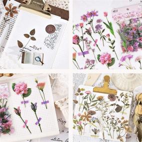 img 1 attached to 🌸 80 PCS PET Transparent Decorative Stickers: Retro Flower Theme Sets for Laptops, Scrapbooking, Diaries, DIY Crafts, Envelopes, Luggage, Card Making