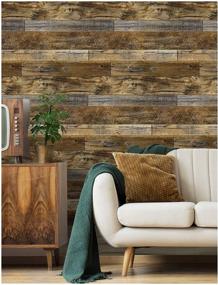 img 3 attached to 🔖 HaokHome Brown Vinyl Self Adhesive Decorative Peel and Stick Wood Plank Wallpaper Shiplap 17.7in x 9.8ft 92048-2