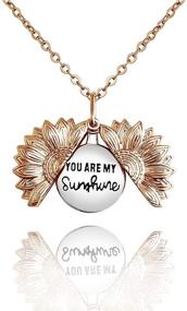 img 4 attached to 🌻 NanMuc Gold Sunflower Locket Pendant: You Are My Sunshine Necklace, a Perfect Gift for Mom, Sister, Best Friend, and Girlfriend