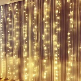 img 3 attached to 300 LED Twinkle Star Window Curtain String Lights - Warm White Christmas Wedding Party Home Garden Bedroom Outdoor Indoor Wall Decorations