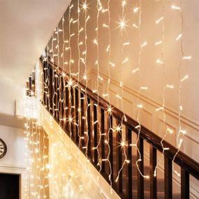 img 1 attached to 300 LED Twinkle Star Window Curtain String Lights - Warm White Christmas Wedding Party Home Garden Bedroom Outdoor Indoor Wall Decorations