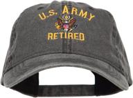 us army retired military embroidered washed cap by e4hats.com логотип