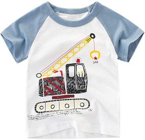 img 2 attached to JUNOAI Dinosaur Crewneck T Shirts - Boys' Toddler Clothing