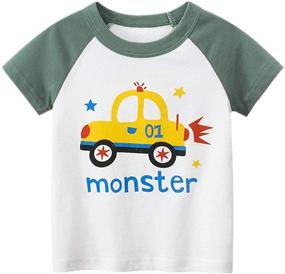 img 1 attached to JUNOAI Dinosaur Crewneck T Shirts - Boys' Toddler Clothing