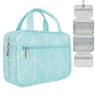 🌈 pavilia hanging travel toiletry bag for women - cosmetics makeup organizer kit, dopp kit hygiene bag for shaving shower - teal chevron logo